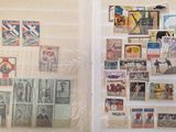 a picture of a refrigerator covered in stamps and magnets