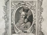 a black and white drawing of a man with a beard in a frame