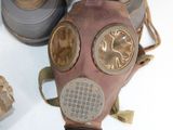 a gas mask that is sitting on a table