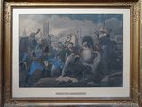 tableau représentant un homme à cheval devant un château