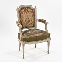 Paire de fauteuils cabriolet en bois laqué style Louis XVI, … (photo 3)