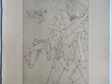 une image représentant un dessin d'un homme tenant un cerf-volant