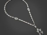 an art deco diamond and emerald necklace
