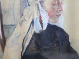 a painting of a woman with a scarf on her head