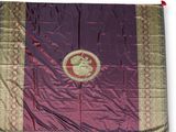 an image of a purple and gold flag hanging on a wall