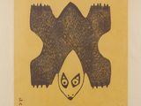 une image représentant un dessin en noir et jaune d'un visage avec deux yeux