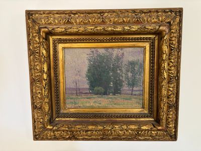 an image of a painting of a tree in a field