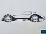 dessin d'une voiture de sport noire et blanche sur fond blanc