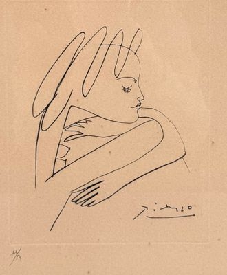 D'après PICASSO, Profil, lithographie justifiée 11/54 en bas… - Photo 1