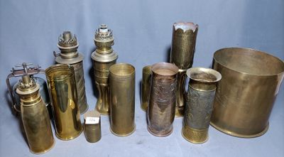 many different types of brass items on the table