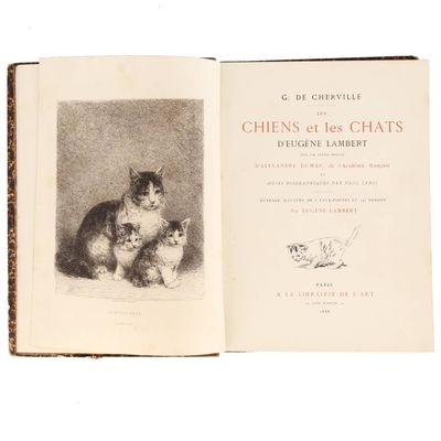 un livre sur lequel figure l'image d'un chat et d'un chien
