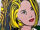 a painting of a woman with blonde hair and a yellow dress