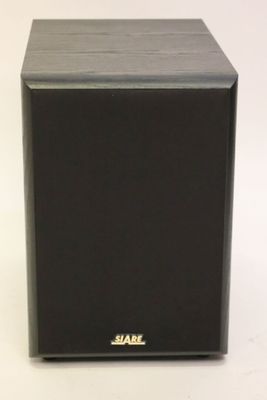 an image of a close up of a speaker on a white surface