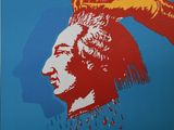 a poster of a man with a mohawk on his head