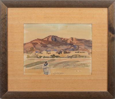 une image représentant une aquarelle d'un homme dans un champ