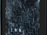 black and white drawing of a face and numbers on a piece of paper