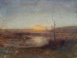 an image of a painting of a sunset over a body of water