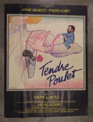an old movie poster with a drawing of a man on a skateboard