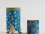 pair of chinese cloisons in the form of elephants and flowers