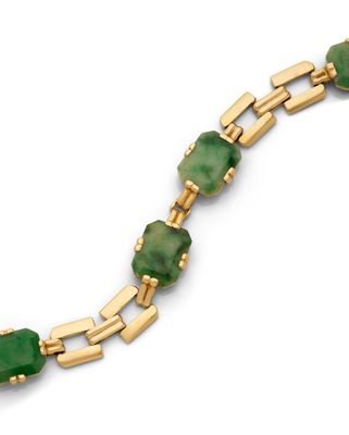 un bracelet à maillons en jade vert et or