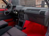 a red interior of a car with a red carpet