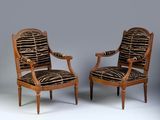 paire de fauteuils à motif zébré, début du XXe siècle