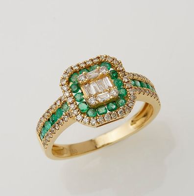 Bague de style Art déco en or jaune 750°/.