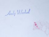 a piece of paper with writing on it that says andy warhol