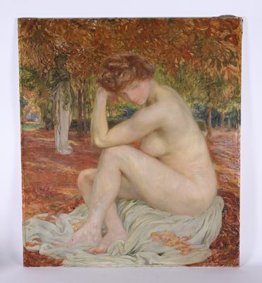 une image représentant un tableau d'une femme nue assise sur une couverture