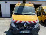 a yellow van with a red and white stripe on it