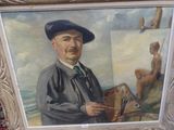 a painting of a man holding a brush and a palette