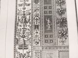 an old drawing of a wall with a bunch of different designs on it