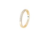 a yellow gold ring with diamonds and a green stone