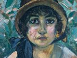 an image of a painting of a young girl wearing a hat