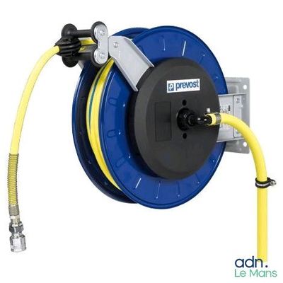 a close up of a hose reel with a hose attached to it