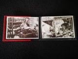 two black and white photos of a man and a woman in a car