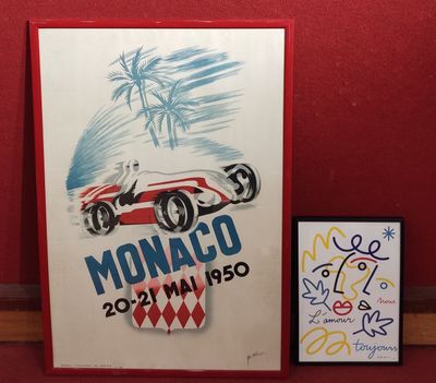 a picture of a picture of a racing car and a picture of a palm tree