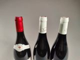 two bottles of red wine sitting next to each other on a table