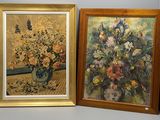 deux tableaux représentant des fleurs dans un vase et un vase de fleurs