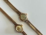 an image of two ladies ' s wrist watches on a white surface