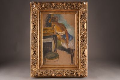 an image of a painting of a woman in a bathrobe