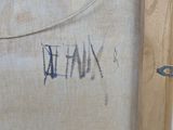 a close up of a painting on the wall