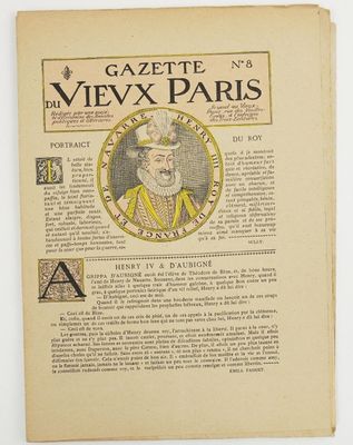 un vieux livre sur lequel figure l'image d'un homme portant une couronne