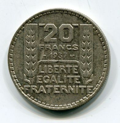 an image of a coin with the words 20 frans on it