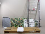 a couch that is sitting on a cart in a room