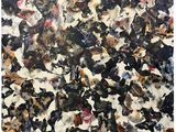 an abstract painting with black, white and brown colors