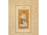 a painting of a man holding a basket in his hand