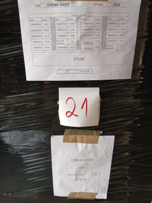 two pieces of paper taped to the side of a refrigerator