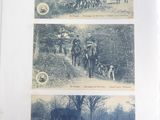 several old photos of people and animals in a field with trees