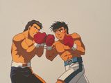 a drawing of two boxers fighting each other in a boxing ring